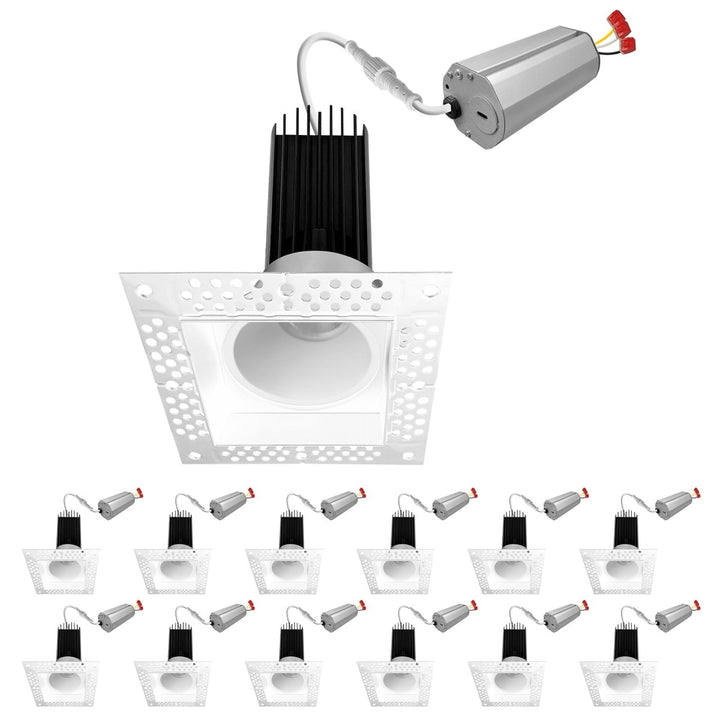 2 Inch White Square Trimless Recessed Lighting - 15W - 1,000 Lumens - 120V