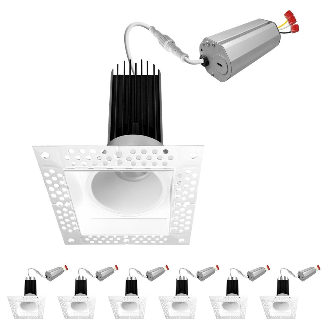 2 Inch White Square Trimless Recessed Lighting - 15W - 1,000 Lumens - 120V