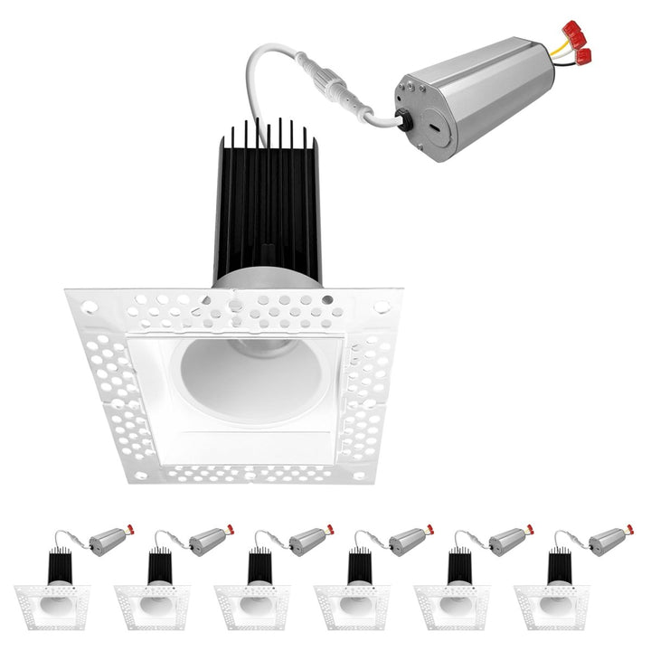 2 Inch White Square Trimless Recessed Lighting - 15W - 1,000 Lumens - 120V
