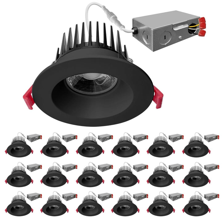 4 Inch Black Anti-Glare Recessed Lighting Canless LED Downlights 120V - COB LED Chip - Wet Rated - 5CCT 2700K-5000K - 1100LM