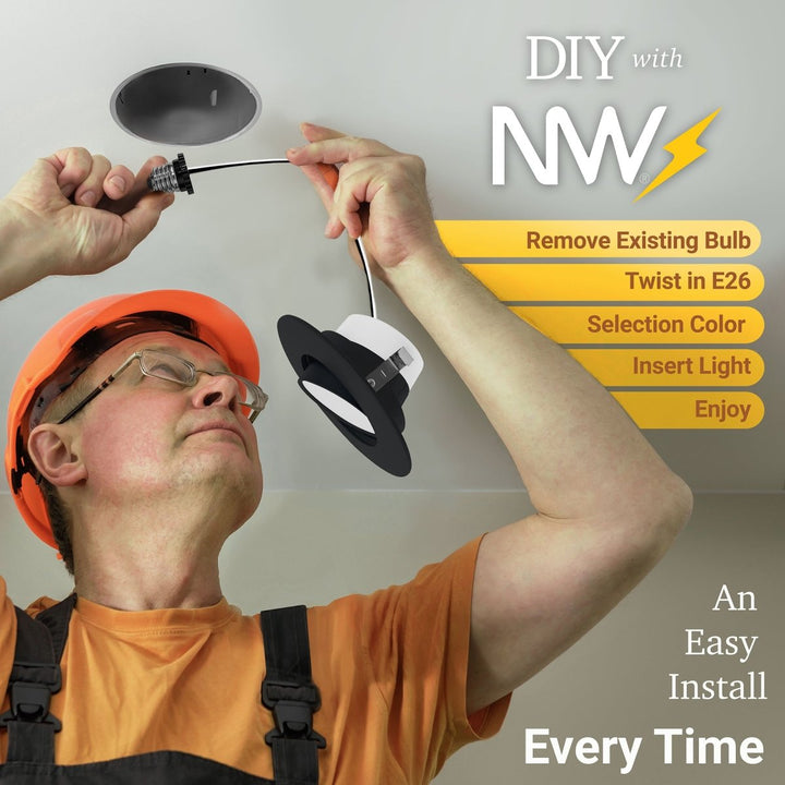 4 Inch LED Gimbal Recessed Lighting for Sloped Ceilings - 5CCT 2700-5000K - 750LM - 90 CRI Adjustable Can Lights - 10W - Wet Location Rated Aluminum Housing