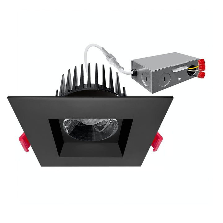 4 Inch Black Square Anti-Glare Commercial Recessed Lighting Canless LED Downlights 120-277V - 15W - COB LED Chip - Wet Rated - 5CCT 2700K-5000K - 1100LM
