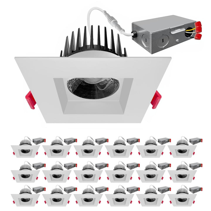4 Inch Square Anti-Glare Warm to Dim Canless LED Recessed Lighting - 120V - COB LED Chip - Wet Rated - Warm to Dim 3000K to 1800K - 850LM