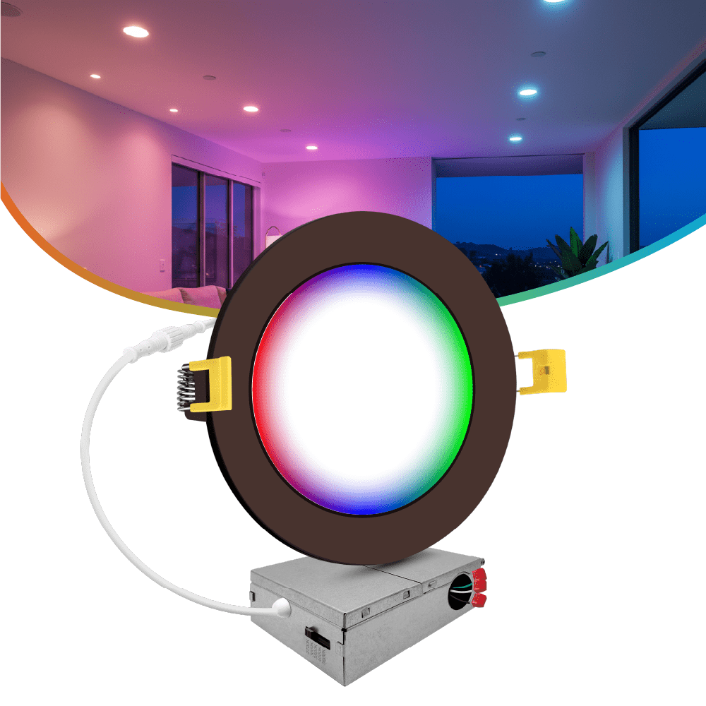 ASD 6" LED Recessed Lighting Retrofit Kit 6 Pack | Dimmable, 2700K-5000K Adjustable, 12W 1009LM, Bronze Trim, CRI90+