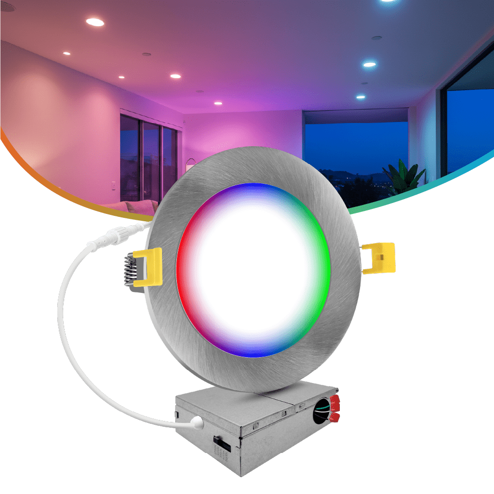 6 inch rgb recessed light brushed nickel