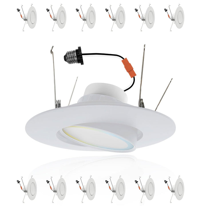 5/6" Inch Adjustable Can Lights Sloped Ceiling Recessed Lighting - Damp Rated - 5CCT 2700K-5000K - 1200LM