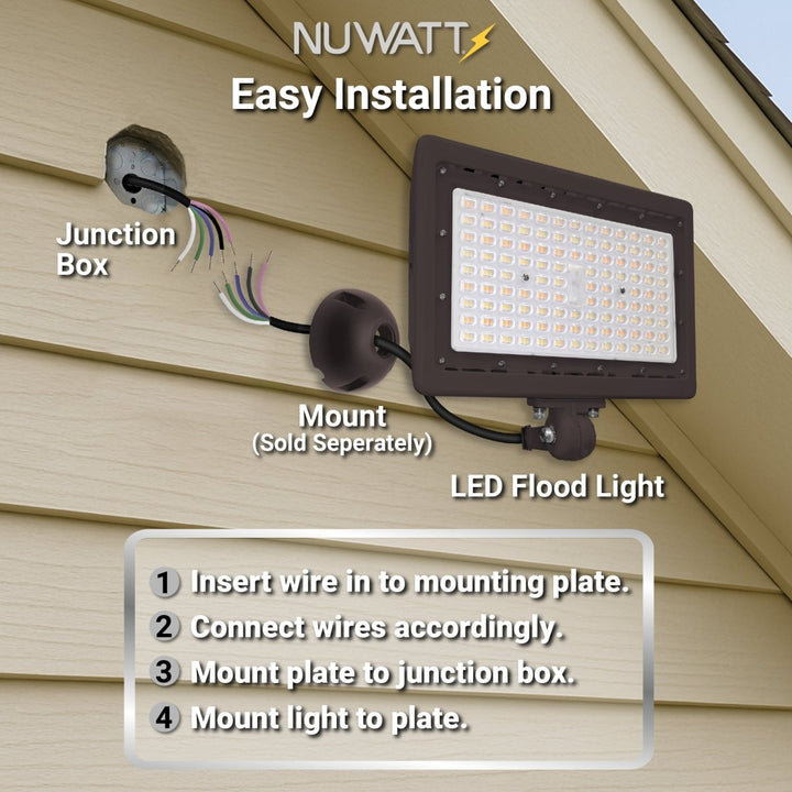 90W Bronze Flood Light LED Outdoor Security Lights - Waterproof - 3CCT 3000K-5000K - 12600LM - Knuckle Mount
