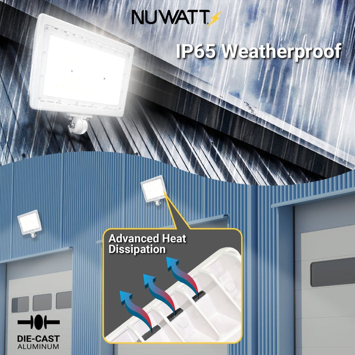 90W LED Flood Lights Outdoor Security Lighting - Waterproof - 3CCT 3000K-5000K - 12600LM - Knuckle Mount