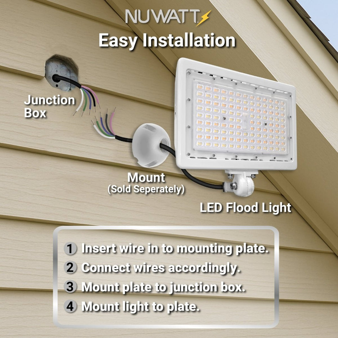 90W LED Flood Lights Outdoor Security Lighting - Waterproof - 3CCT 3000K-5000K - 12600LM - Knuckle Mount