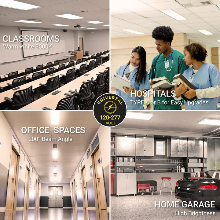 T8 LED Tube Lights 4FT - 3000K - Type A&B - Plug and Play or Ballast Bypass - 18W - 2200LM - Double Ended - 30 Pack