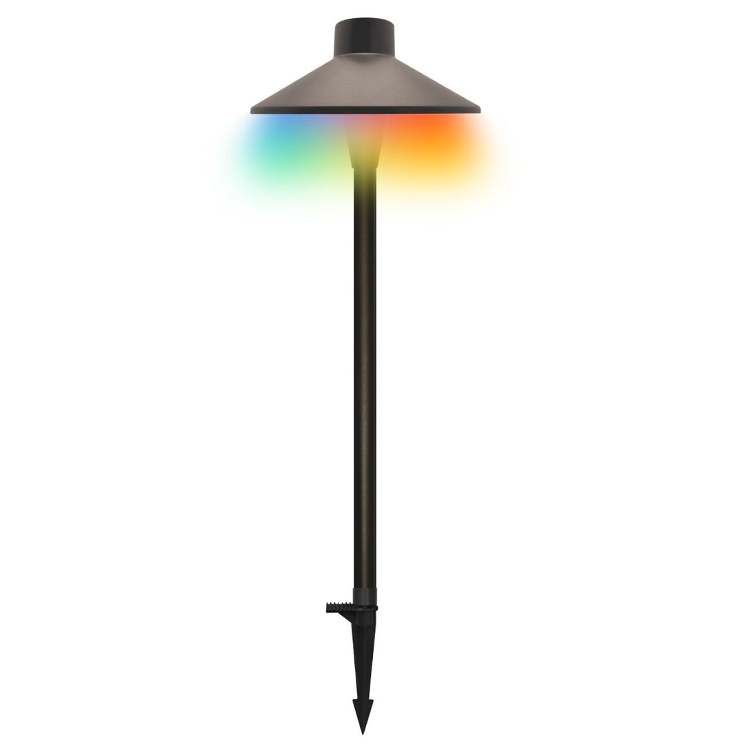 Outdoor Low Voltage Pathway Lighting, Color Changing 5 CCT + RGB Color Scenes, Bronze Finish With Traditional Hat