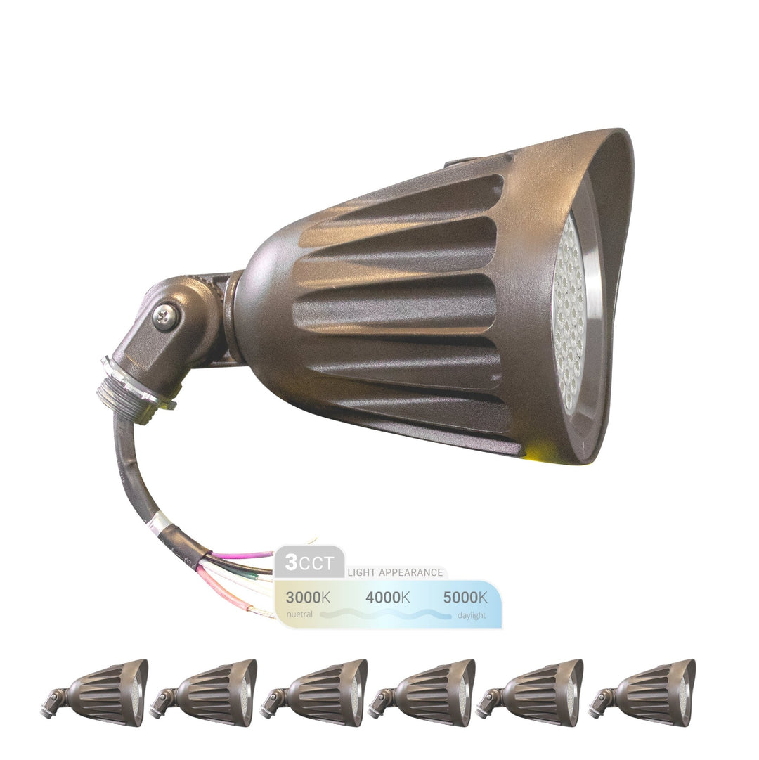 25W Bronze Bullet Light LED Outdoor Spotlights Waterproof Landscape Lights - 3CCT 3000K-5000K - 3500LM - Knuckle Mount