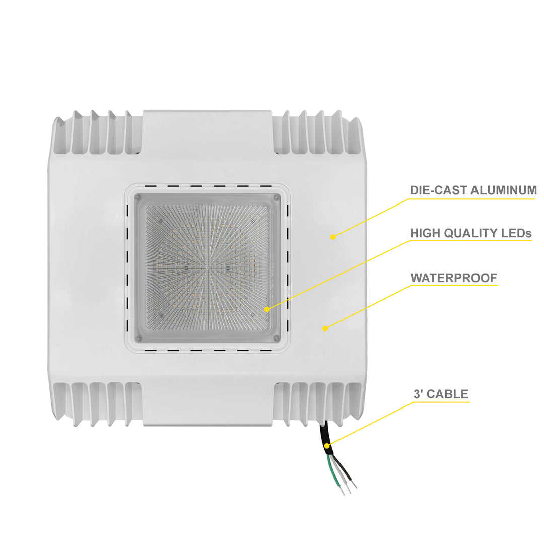 NUWATT (2 Pack) Waterproof LED Canopy Gas Station Light 150W Ultra Bright Daylight 5000K, 18000 Lumens, Internal Driver, Outdoor High Bay Garage Subway 120-277V DLC Listed | LED Canopy | Nuwatt Lighting