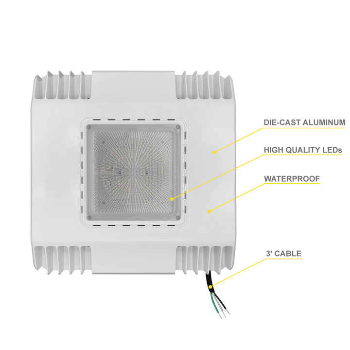 NUWATT (2 Pack) Waterproof LED Canopy Gas Station Light 150W Ultra Bright Daylight 5000K, 18000 Lumens, Internal Driver, Outdoor High Bay Garage Subway 120-277V DLC Listed | LED Canopy | Nuwatt Lighting