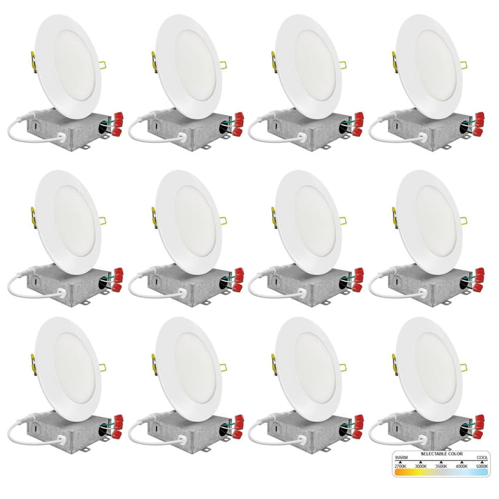 6" Inch White Round Slim Recessed LED Ceiling Light - 5 Kelvin Temperatures (5CCT) - 15 Watt - 1050 Lumens - Dimmable | Panel Recessed Light | Nuwatt Lighting