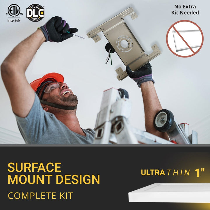 1x4 LED Flat Panel Light Surface Mount - 0-10V Dimmable - 3CCT 3000K-5000K - 4000LM