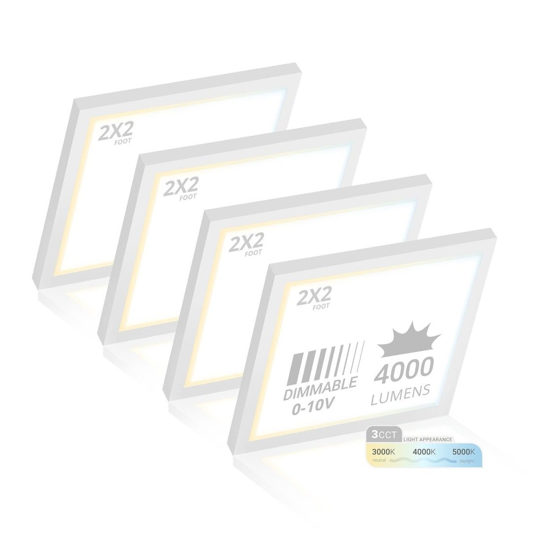 2x2 LED Flat Panel Light Surface Mount - 0-10V Dimmable - 3CCT 3000K-5000K - 4000LM