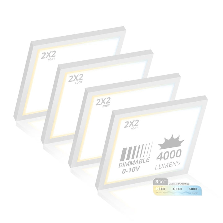 2x2 LED Flat Panel Light Surface Mount - 0-10V Dimmable - 3CCT 3000K-5000K - 4000LM