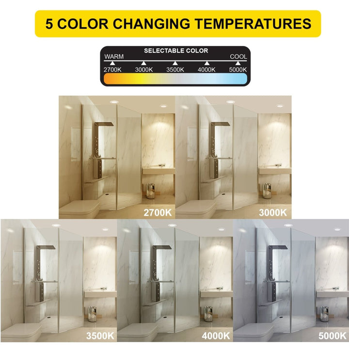 6" Inch White Round Slim Recessed LED Ceiling Light - 5 Kelvin Temperatures (5CCT) - 15 Watt - 1050 Lumens - Dimmable | Panel Recessed Light | Nuwatt Lighting