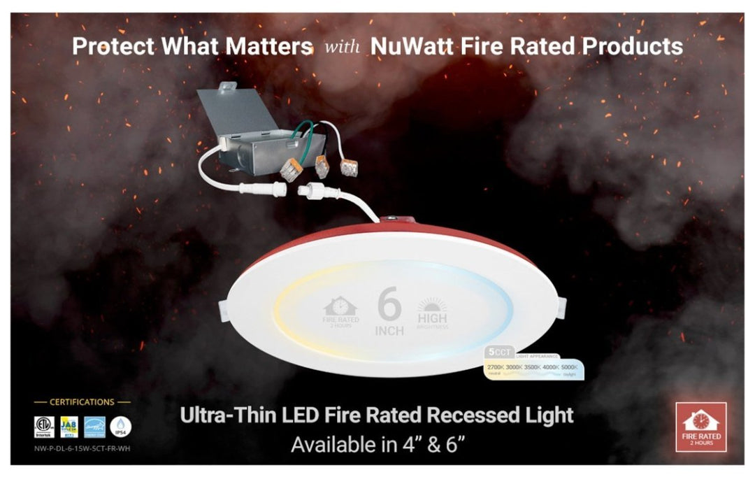 NuWatt 2 hour Fire Rated Recessed Canless Downlight