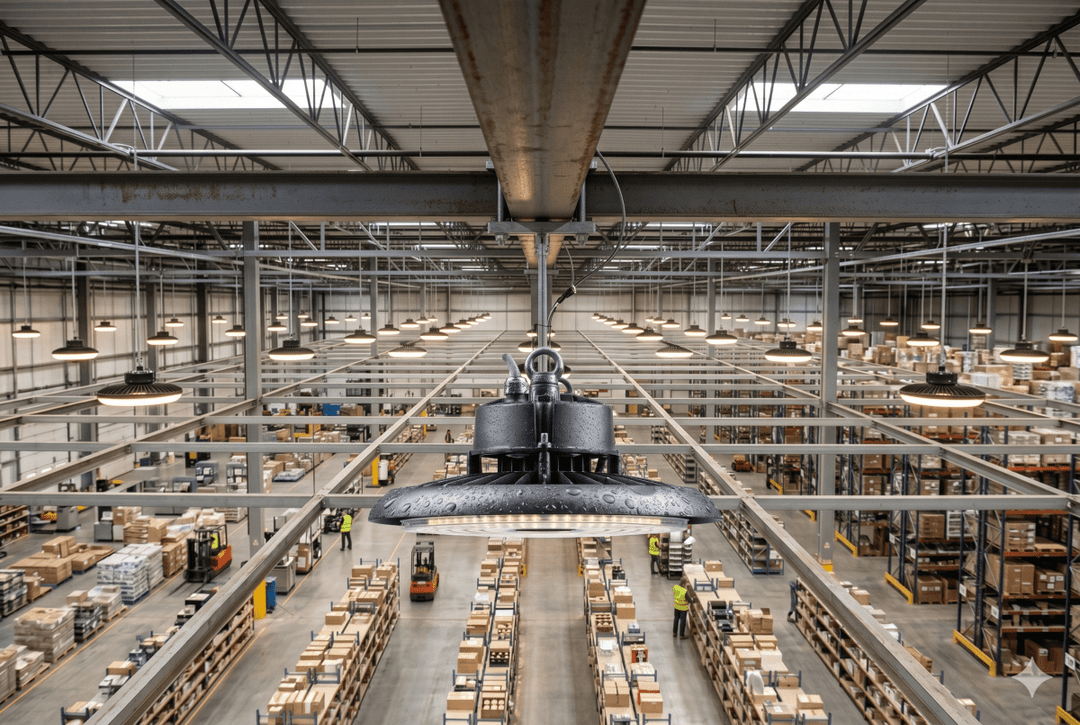 Warehouse with NuWatt UFO lights