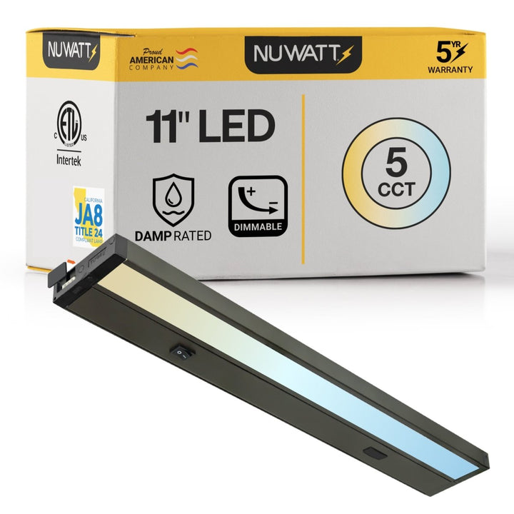 11 Inch Bronze Kitchen Under Cabinet Light Bar - 2700K - 5000K CCT - Hardwire or Plug In - Linkable - 90CRI - 350LM - Dimmable Under Counter Lighting