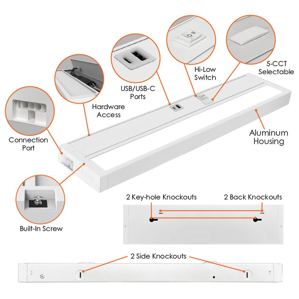 11 Inch Kitchen Light White 11 Inch Kitchen Undercabinet Light With USB | NuWatt