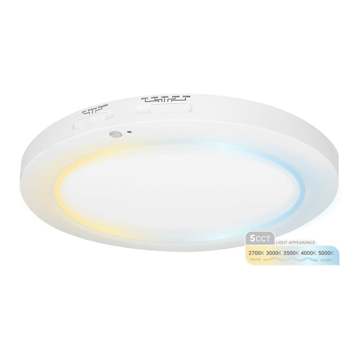 12 Inch Surface Mount LED Ceiling Light - Bi Level Motion Sensor - Dimmable - 5CCT Selectable - 23 Watts - 1950 Lumens - 120V