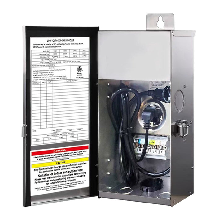 150 Watt Outdoor Transformer for Low Voltage Landscape Lighting, 120V Input Multi-Tap