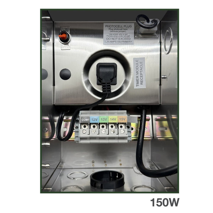 150 Watt Outdoor Transformer for Low Voltage Landscape Lighting, 120V Input Multi-Tap