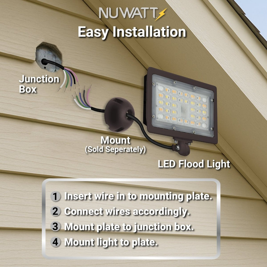 15W Bronze Flood Light LED Outdoor Security Lights - Waterproof - 3CCT 3000K-5000K - 2100LM - Knuckle Mount
