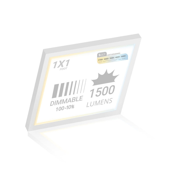 1x1 LED Flat Panel Light Surface Mount Square - Triac Dimmable - 5CCT 2700K-5000K - 1500LM