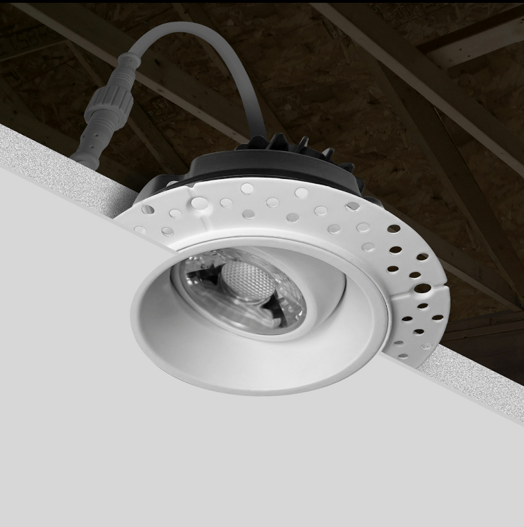 2 Inch White Gimbal Trimless Recessed Lighting - 8W - 600 Lumens - 120V