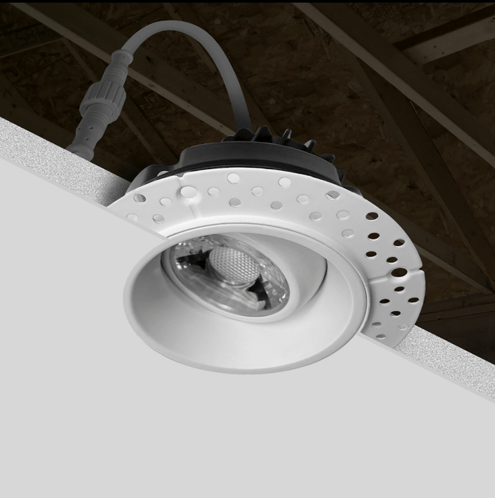 2 Inch White Gimbal Trimless Recessed Lighting - 8W - 600 Lumens - 120V