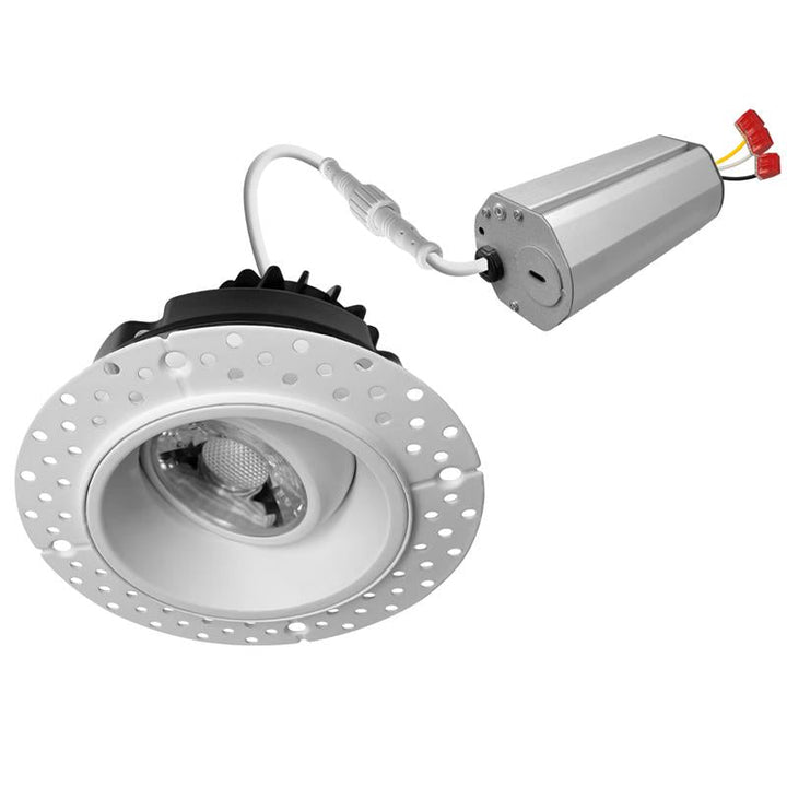 2 Inch White Gimbal Trimless Recessed Lighting - 8W - 600 Lumens - 120V
