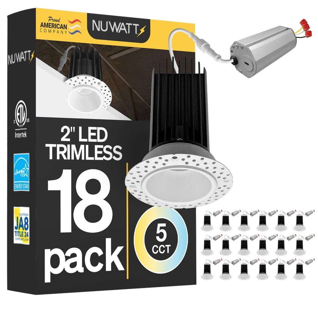 2 Inch White Trimless Recessed Lighting - 15W - 1,000 Lumens - 120V