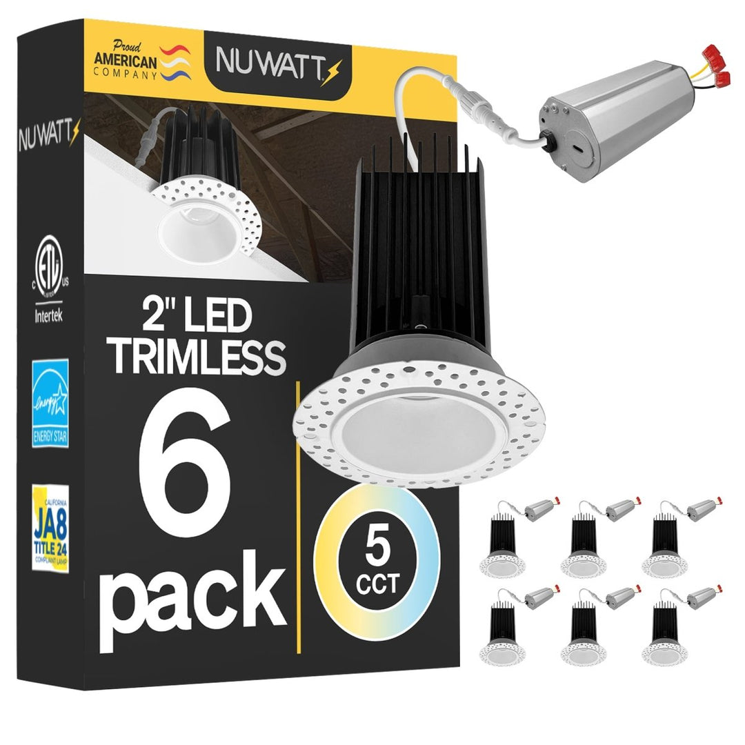2 Inch White Trimless Recessed Lighting - 15W - 1,000 Lumens - 120V