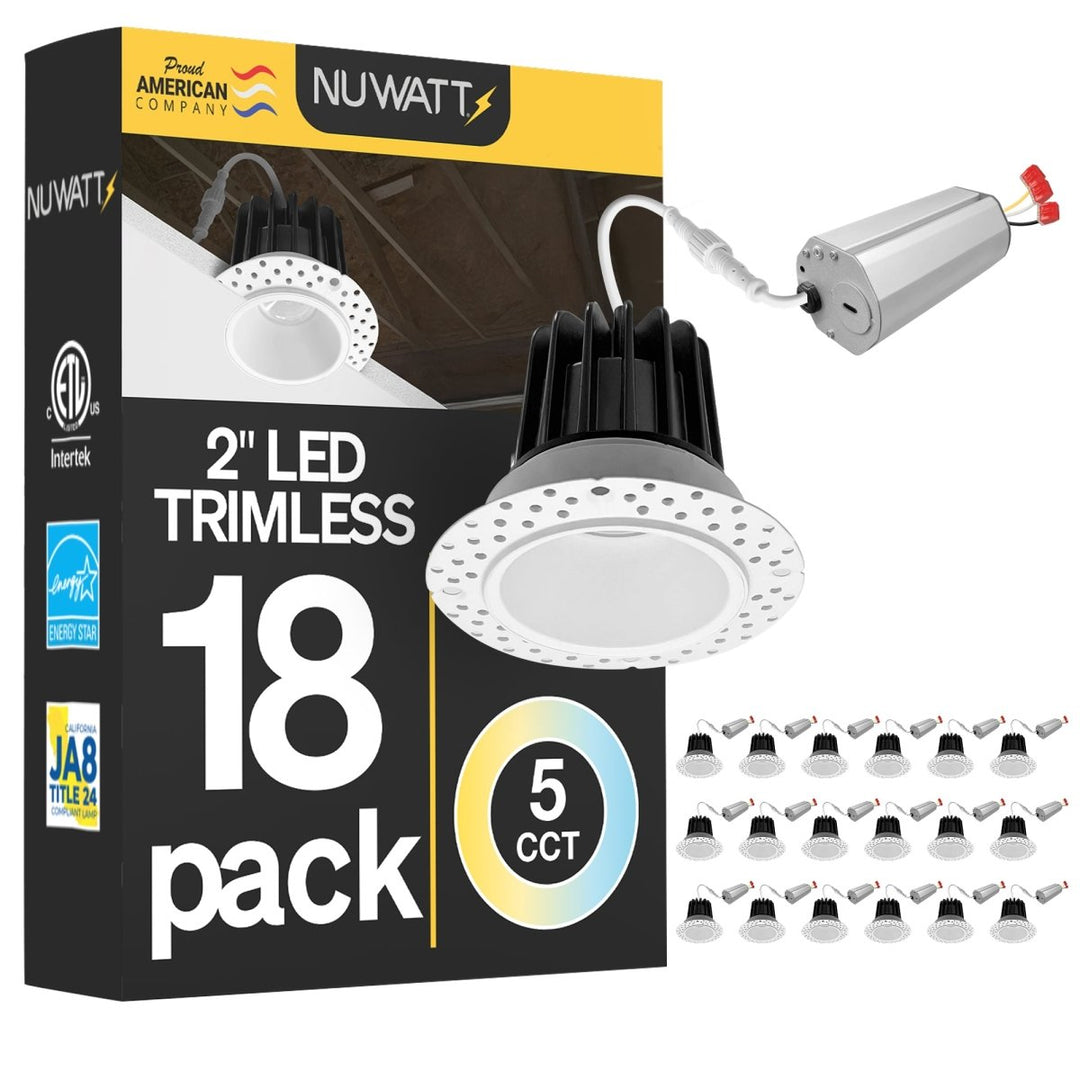 2 Inch White Trimless Recessed Lighting - 8W - 600 Lumens - 120V