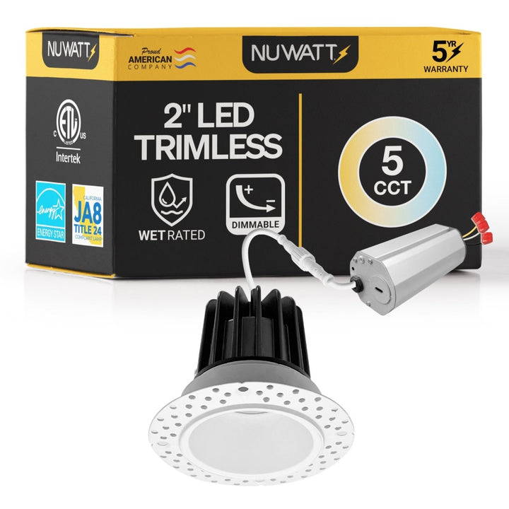 2 Inch White Trimless Recessed Lighting - 8W - 600 Lumens - 120V