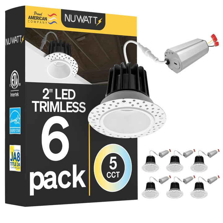 2 Inch White Trimless Recessed Lighting - 8W - 600 Lumens - 120V