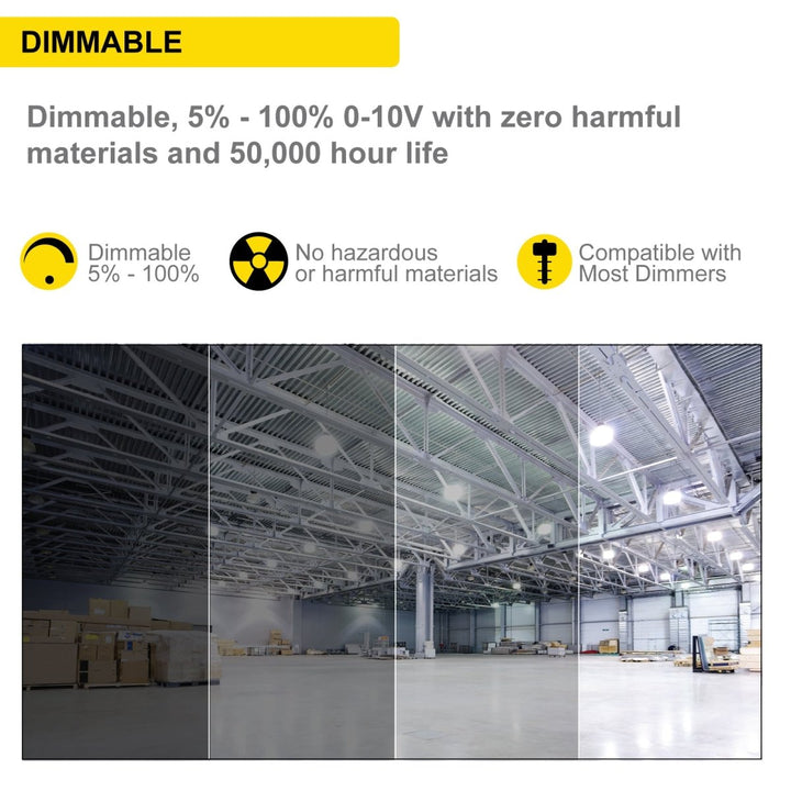 2FT Linear High Bay LED Lights - 5000K Daylight - 100-277V - Dimmable 0-10V - Wattage Selectable 110W 80W 60W