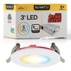 3" Inch 2 Hour Fire Rated Recessed Light Slim Canless LED Wafer Lights - Wet Rated - 5CCT 2700K-5000K - 550LM