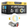 3" Inch Canless Recessed Lighting Slim LED Wafer Lights - Wet Rated - 5CCT 2700K-5000K - 550LM | Nuwatt Lighting