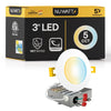3" Inch Canless Recessed Lighting Slim LED Wafer Lights - Wet Rated - 5CCT 2700K-5000K - 550LM