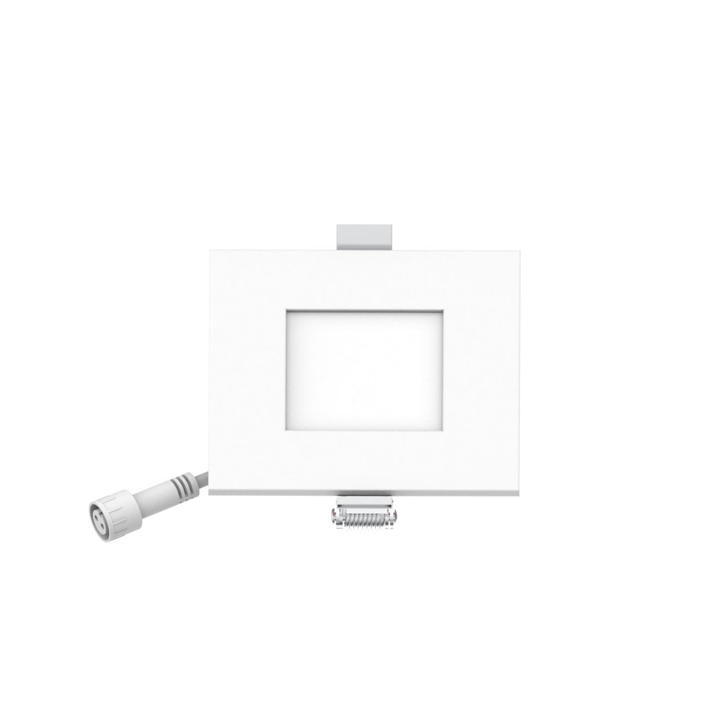 3" Inch Square 2 Hour Fire Rated Recessed Light Slim Canless LED Wafer Lights - Wet Rated - 5CCT 2700K-5000K - 550LM