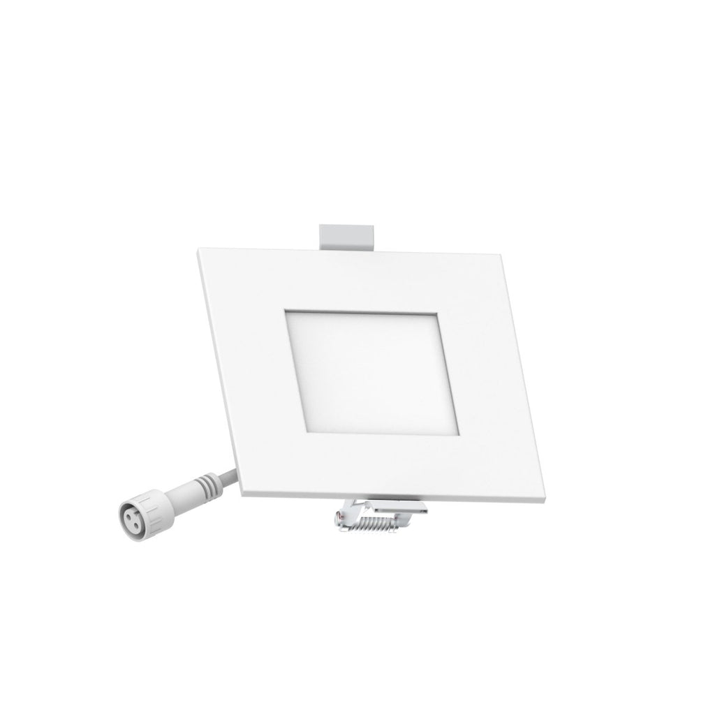 3" Inch Square 2 Hour Fire Rated Recessed Light Slim Canless LED Wafer Lights - Wet Rated - 5CCT 2700K-5000K - 550LM