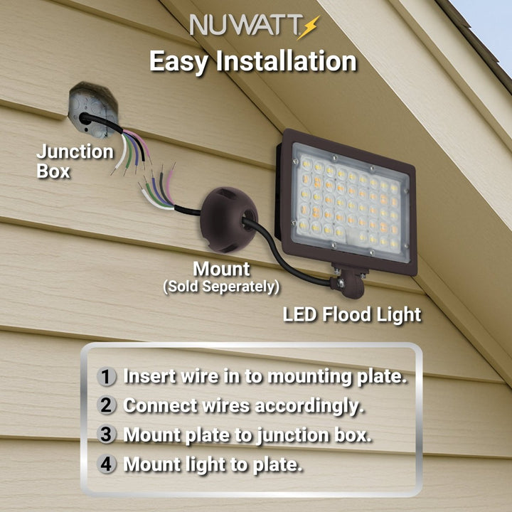 30W Bronze Flood Light LED Outdoor Security Lights - Waterproof - 3CCT 3000K-5000K - 4200LM - Knuckle Mount