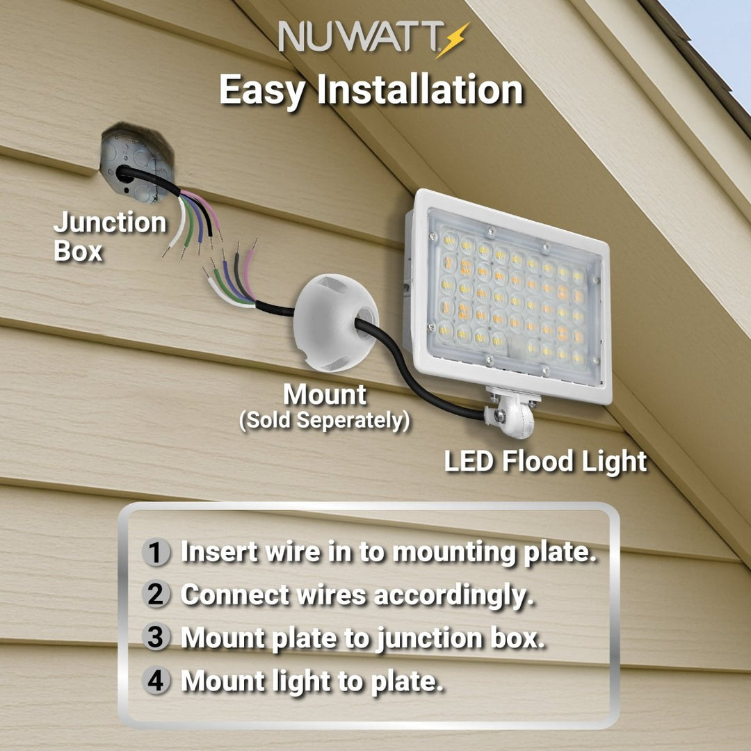 30W LED Flood Lights Outdoor Security Lighting - Waterproof - 3CCT 3000K-5000K - 4200LM - Knuckle Mount
