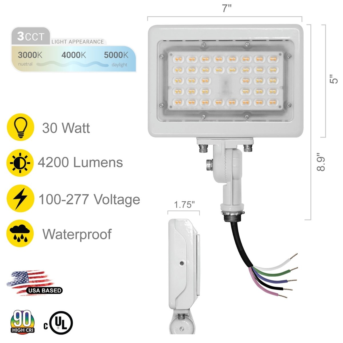 LED White Flood Light Outdoor 30W NuWatt Lighting