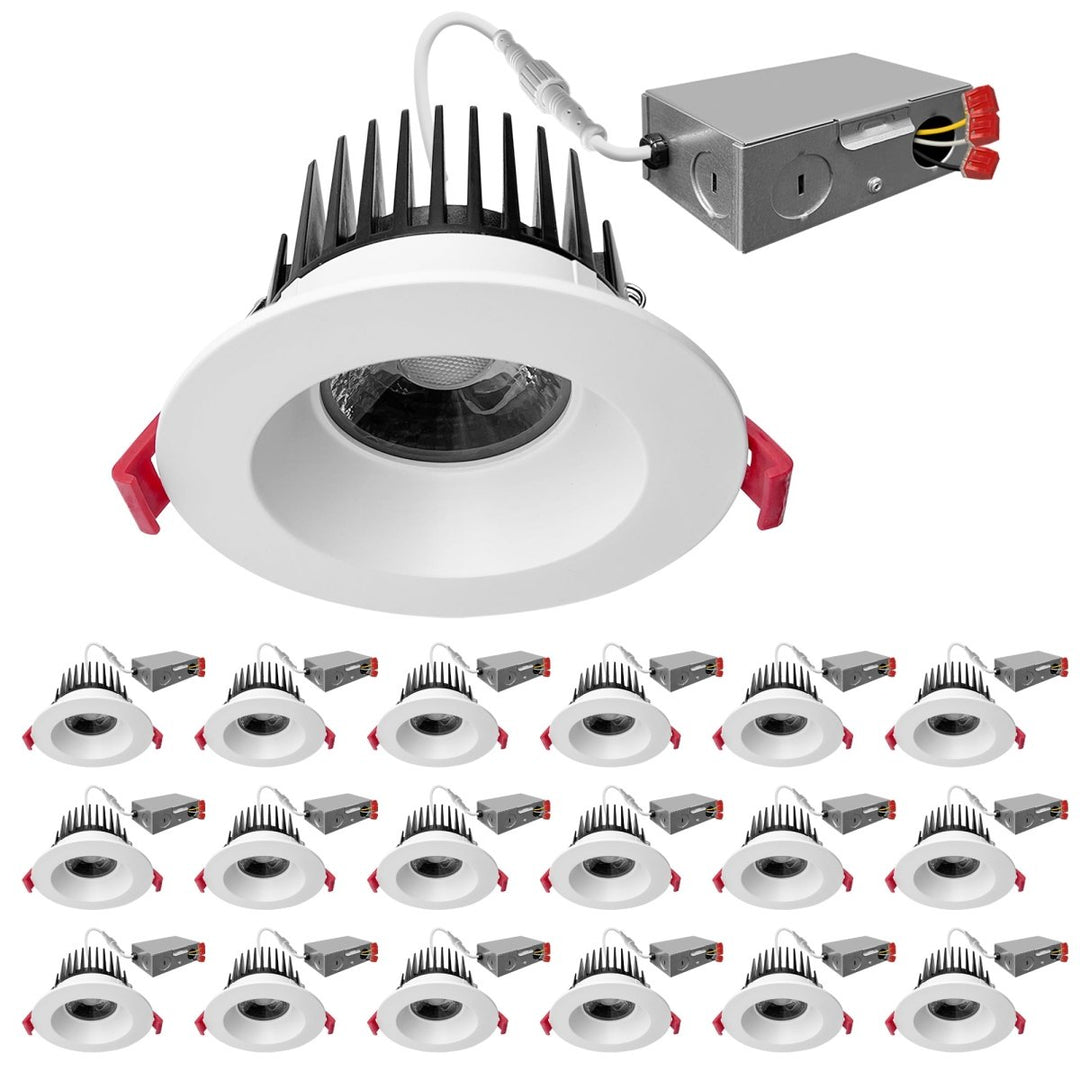 4 Inch Anti-Glare Commercial Recessed Lighting Canless LED Downlights 120-277V - 15W - COB LED Chip - Wet Rated - 5CCT 2700K-5000K - 1100LM